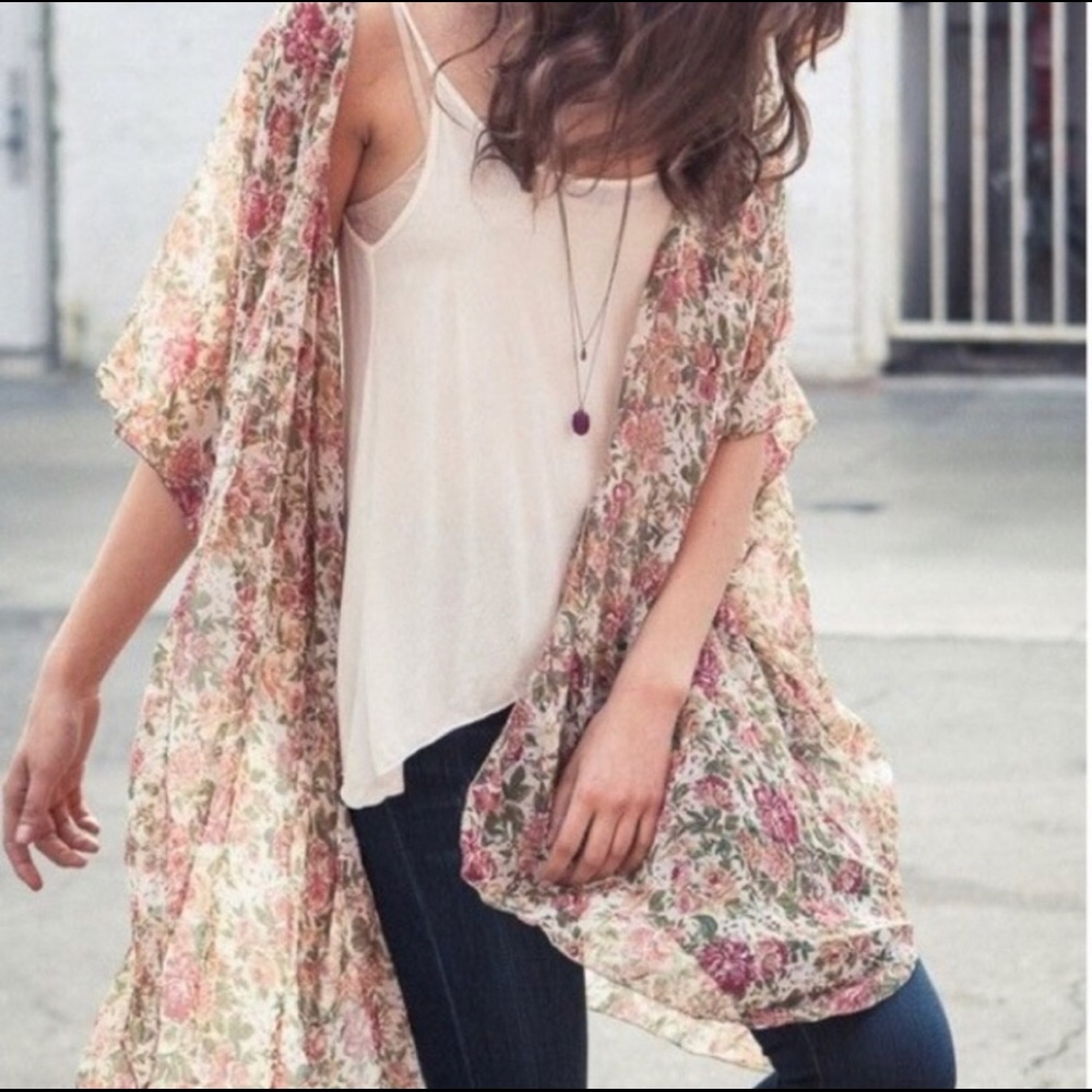 Brandy Melville sheer floral kimono
